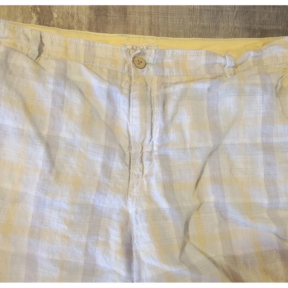 Tommy Bahama Relax Shorts Mens 42 100% Linen‎ Plaid Pro Leisure Golf
